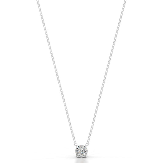 Britney 0.75 CT Round Solitaire  Lab Grown Diamond Pendant - 14K White Gold (RTS)