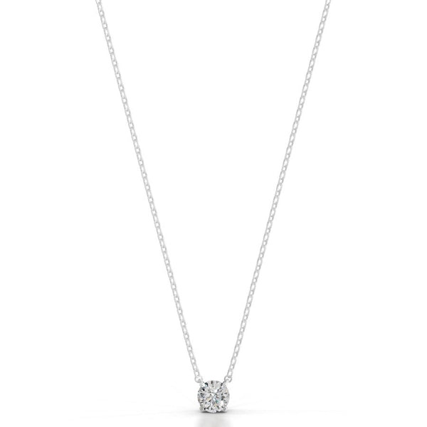 Britney 0.75 CT Round Solitaire  Lab Grown Diamond Pendant - 14K White Gold (RTS)
