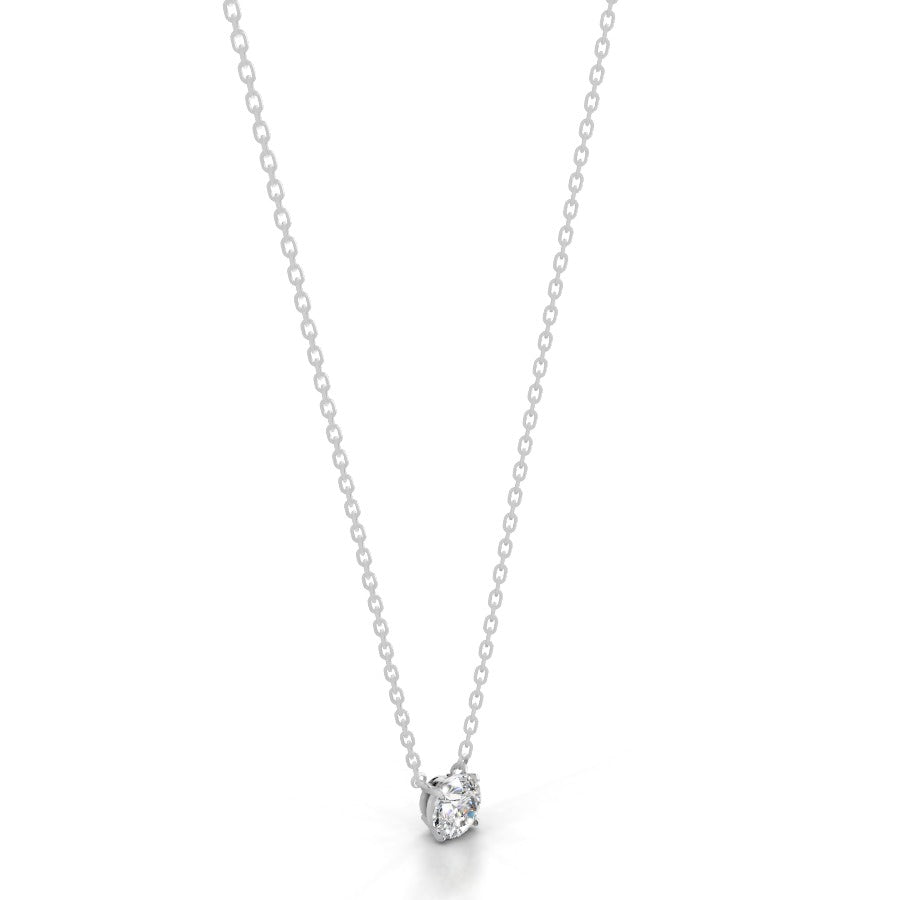 britney 0.75 ct round solitaire  lab grown diamond pendant - 14k white gold (rts)