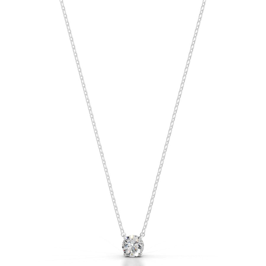 britney 1 ct round solitaire  lab grown diamond pendant - 14k white gold (rts)