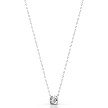 Britney 1 CT Round Solitaire  Lab Grown Diamond Pendant - 14K White Gold (RTS)