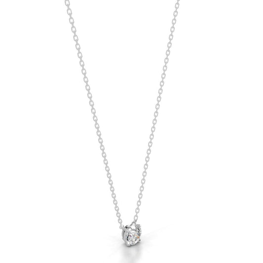 Britney 1 CT Round Solitaire  Lab Grown Diamond Pendant - 14K White Gold (RTS)