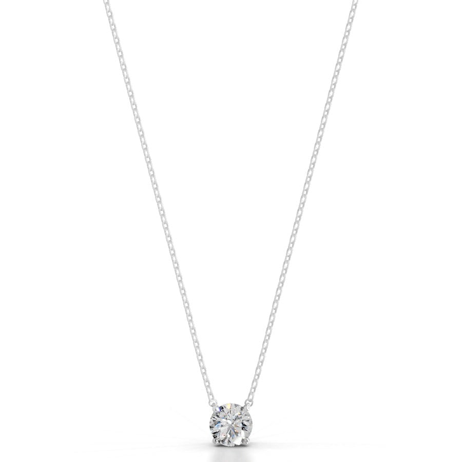 britney 1.5 ct round solitaire  lab grown diamond pendant - 14k white gold (rts)