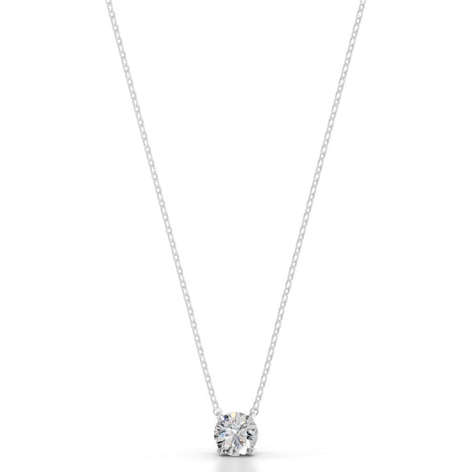 Britney 1.5 CT Round Solitaire  Lab Grown Diamond Pendant - 14K White Gold (RTS)