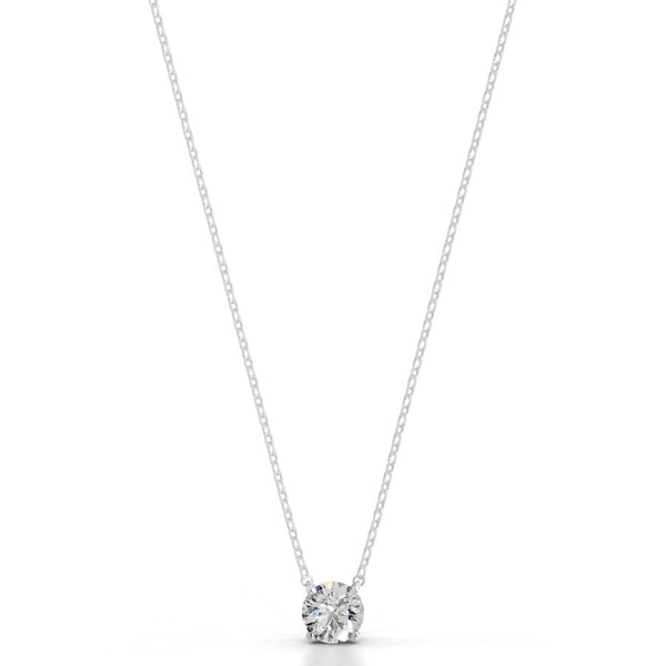 Britney 1.5 CT Round Solitaire  Lab Grown Diamond Pendant - 14K White Gold (RTS)