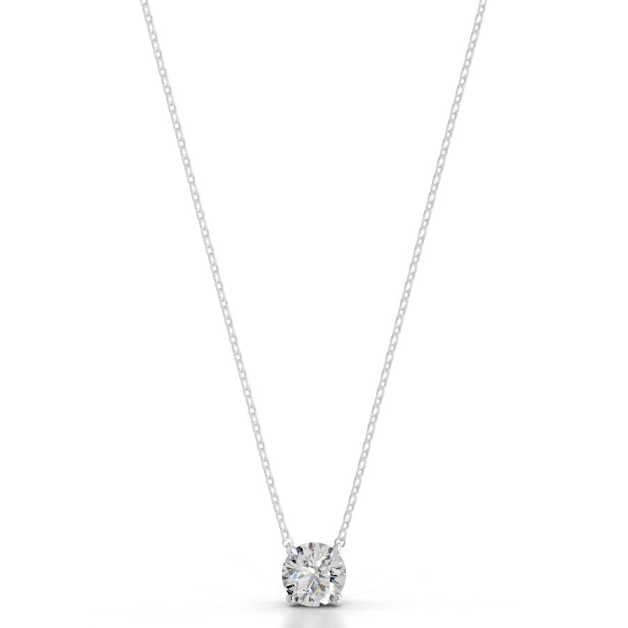 britney 2 ct round solitaire  lab grown diamond pendant - 14k white gold (rts)