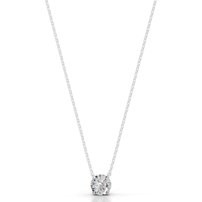 Britney 2 CT Round Solitaire  Lab Grown Diamond Pendant - 14K White Gold (RTS)