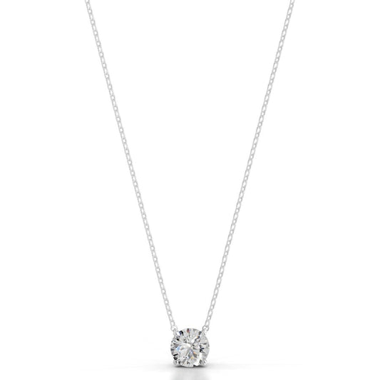 Britney 2 CT Round Solitaire  Lab Grown Diamond Pendant - 14K White Gold (RTS)