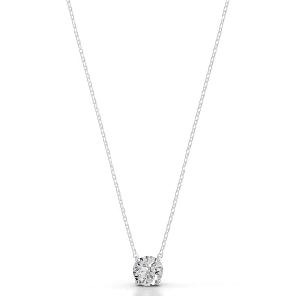 Britney 2 CT Round Solitaire  Lab Grown Diamond Pendant - 14K White Gold (RTS)