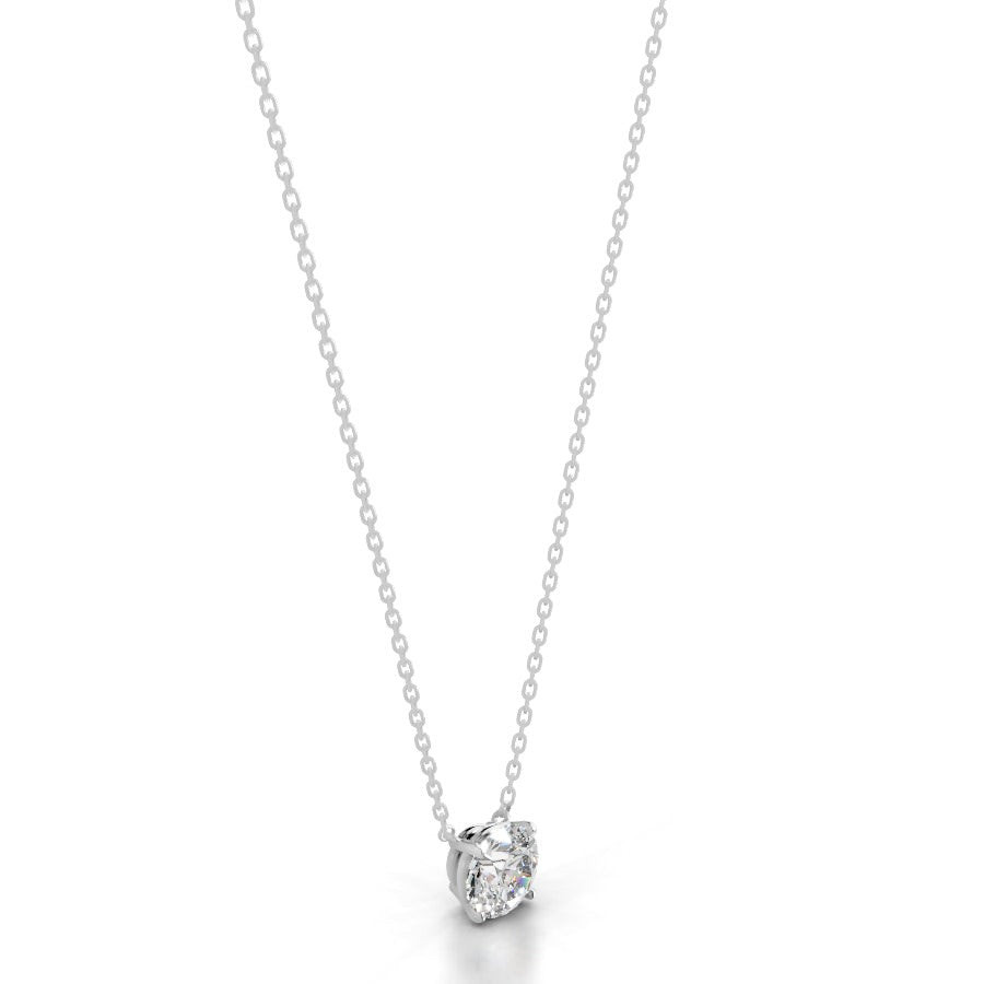 britney 2 ct round solitaire  lab grown diamond pendant - 14k white gold (rts)