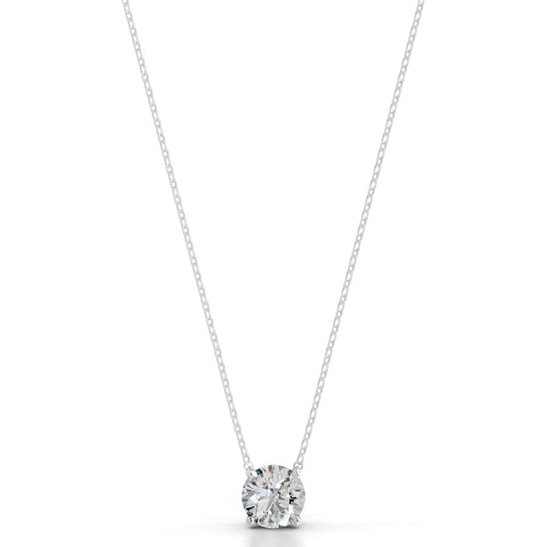 Britney 3 CT Round Solitaire  Lab Grown Diamond Pendant - 14K White Gold (RTS)