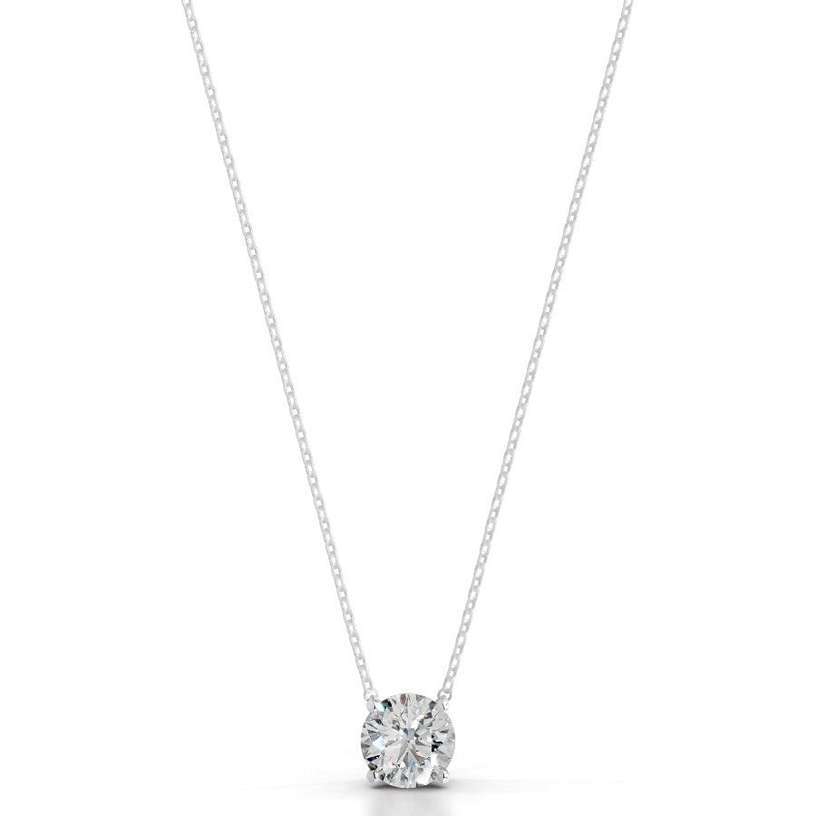 britney 3 ct round solitaire  lab grown diamond pendant - 14k white gold (rts)