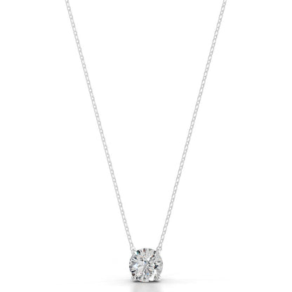 Britney 3 CT Round Solitaire  Lab Grown Diamond Pendant - 14K White Gold (RTS)