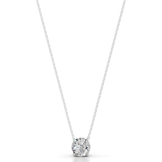 Britney 3 CT Round Solitaire  Lab Grown Diamond Pendant - 14K White Gold (RTS)