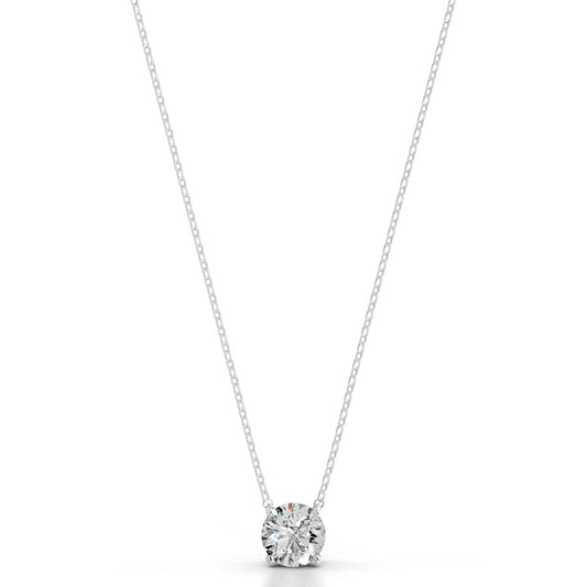 Britney 2.5 CT Round Solitaire  Lab Grown Diamond Pendant - 14K White Gold (RTS)