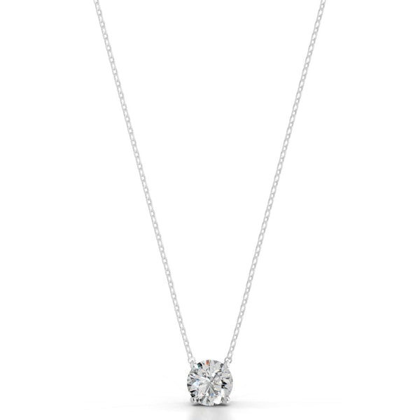 Britney 2.5 CT Round Solitaire  Lab Grown Diamond Pendant - 14K White Gold (RTS)