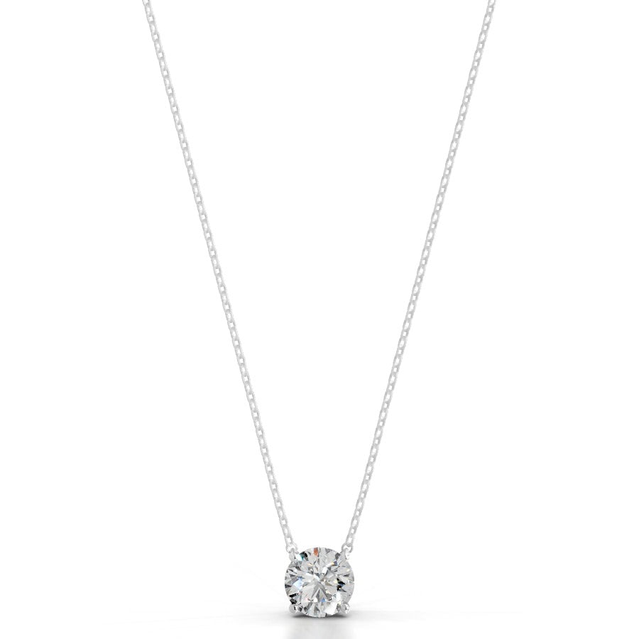 britney 2.5 ct round solitaire  lab grown diamond pendant - 14k white gold (rts)