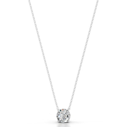 Britney 2.5 CT Round Solitaire  Lab Grown Diamond Pendant - 14K White Gold (RTS)