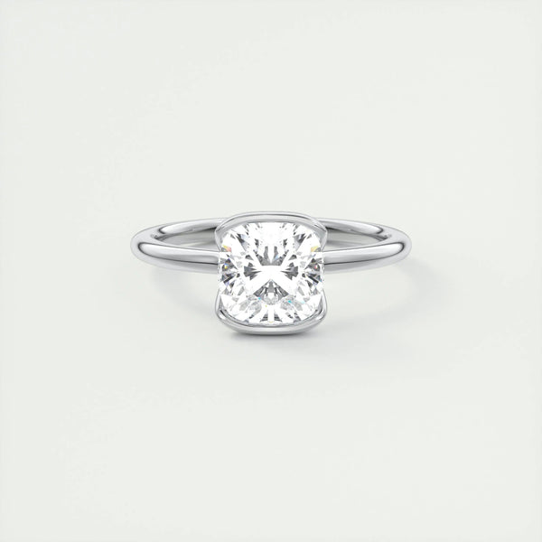 2 CT Cushion Half Bezel CVD F/VS1 Diamond Engagement Ring