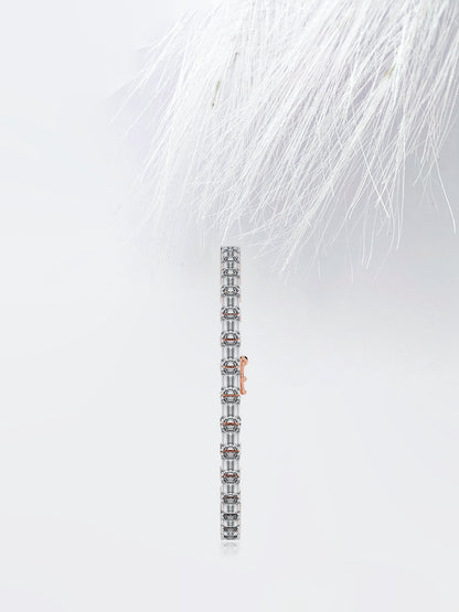 Emerald Cut Moissanite Diamond Tennis Bracelet 14K Solid White Gold