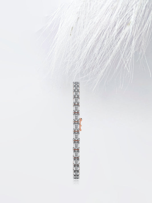 Emerald Cut Moissanite Diamond Tennis Bracelet 14K Solid White Gold