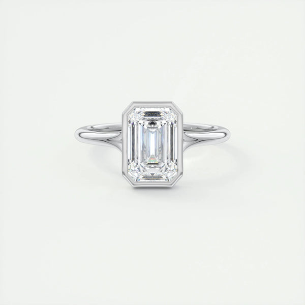 2 CT Emerald Bezel CVD F/VS1 Diamond Engagement Ring