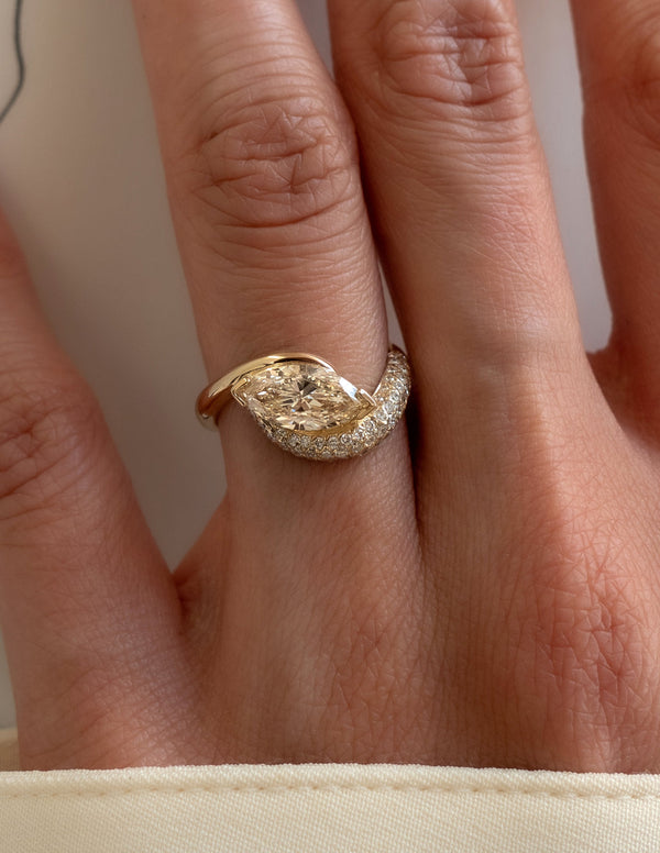 1.50CT-2.50CT Marquise Cut Moissanite Diamond Unique Pave Engagement Ring