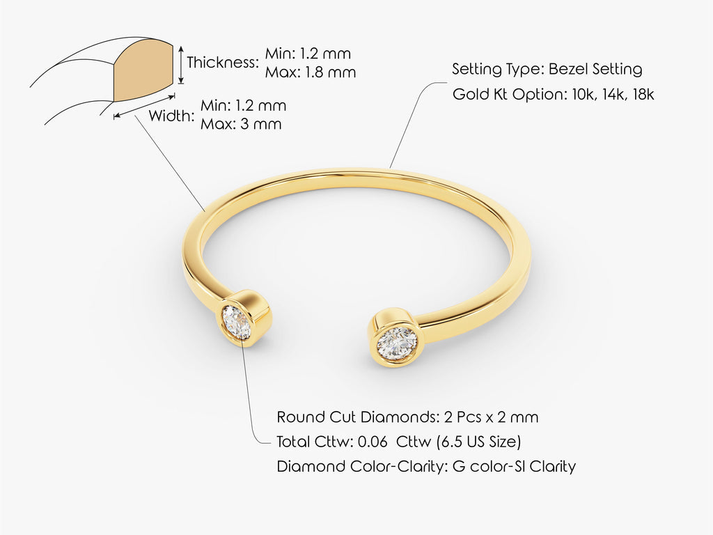 round diamond open cvd ef/vvs bezel wedding band