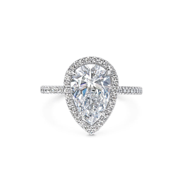 2 CT Pear Halo CVD F/VS1 Diamond Engagement Ring