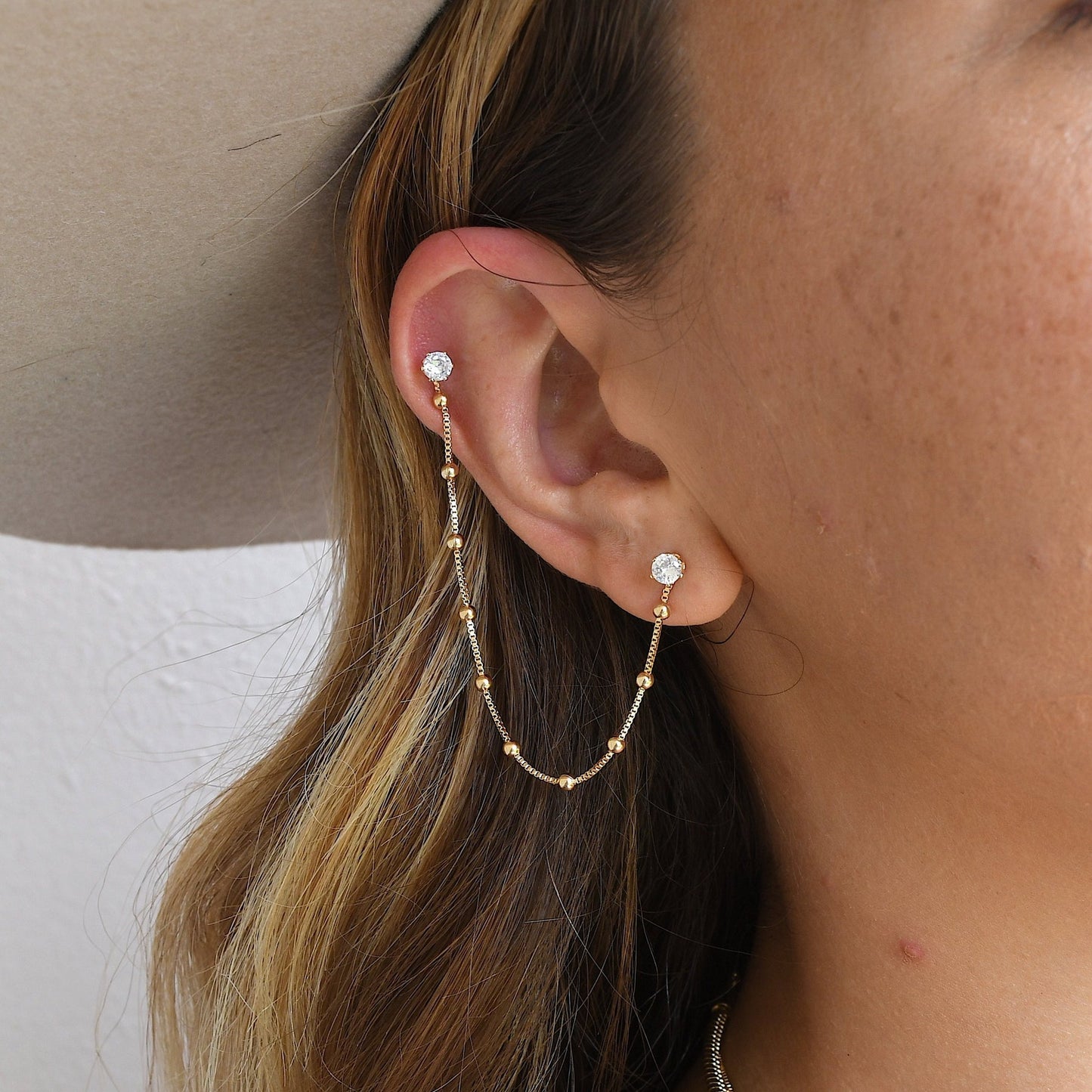 double helix chain earring for women