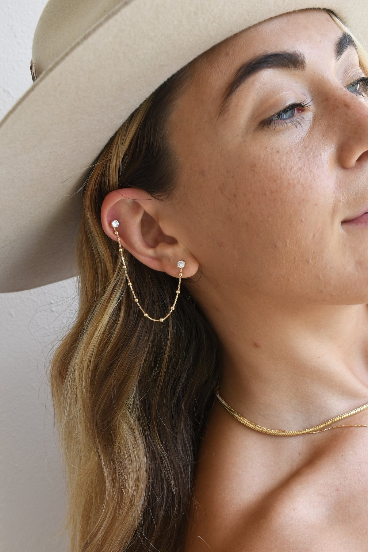 double helix chain earring for women