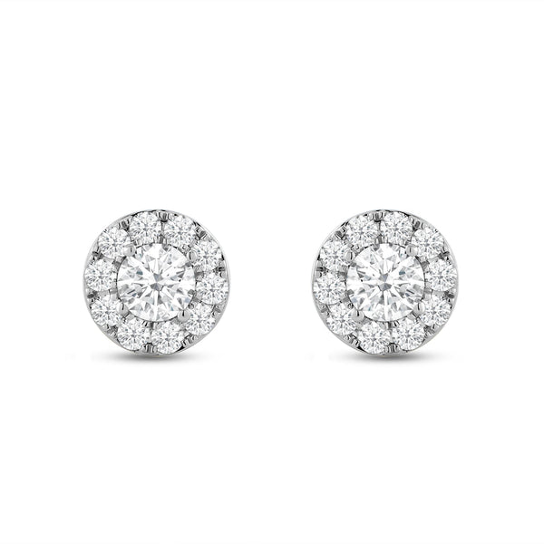 Round Cut Moissanite Halo Diamond Stud Earrings for Women