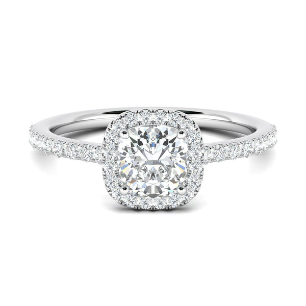 0.76 CT Cushion Halo CVD F/VS1 Diamond Engagement Ring