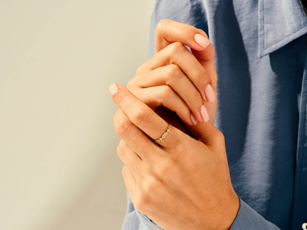 round diamond art deco vintage cvd ef/vvs wedding band