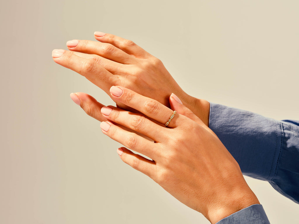 round diamond art deco vintage cvd ef/vvs wedding band