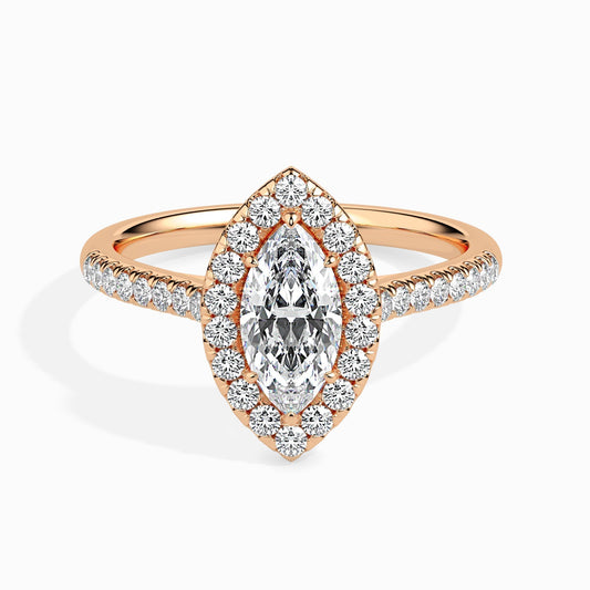 1 CT Marquise Halo CVD F/VS Diamond Engagement Ring