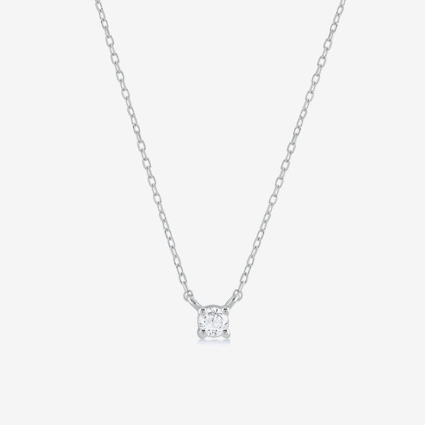 Tiny Round Solitaire Diamond Necklace for Women