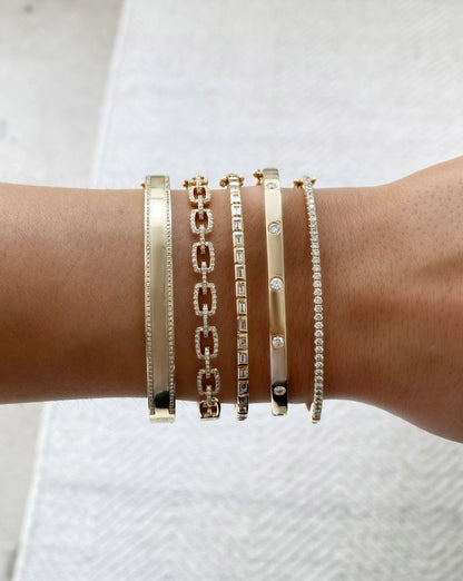 Chain Links Moissanite Diamond Bracelet in 14K Yellow Gold