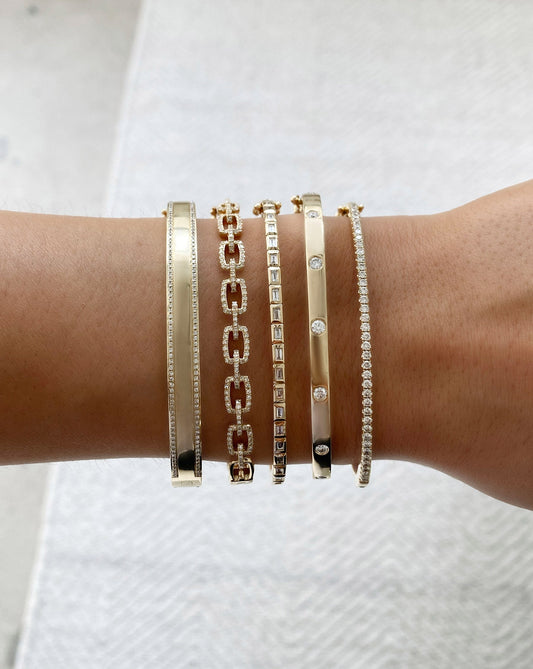 Chain Links Moissanite Diamond Bracelet in 14K Yellow Gold