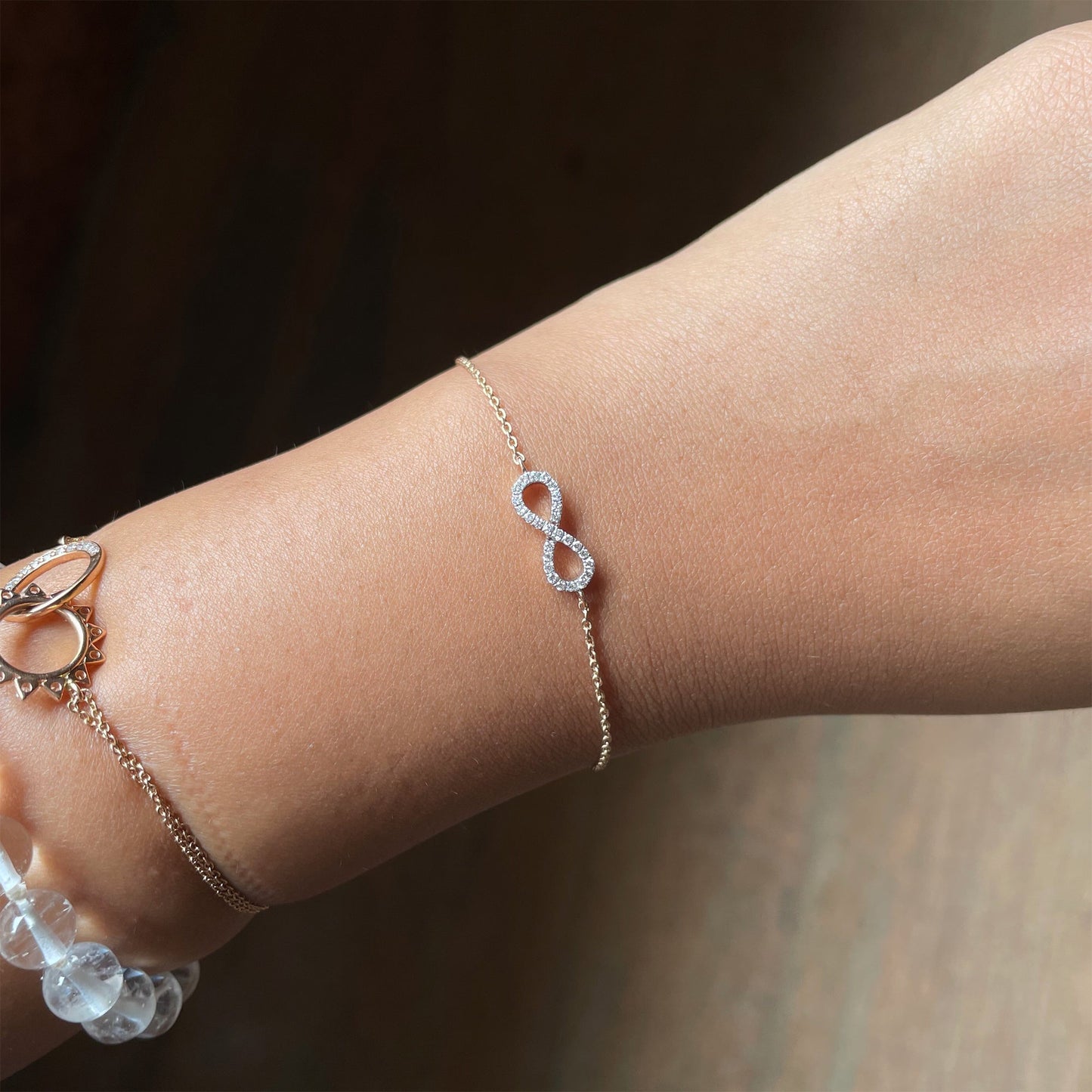 0.09ct infinity moissanite diamond bracelet for women