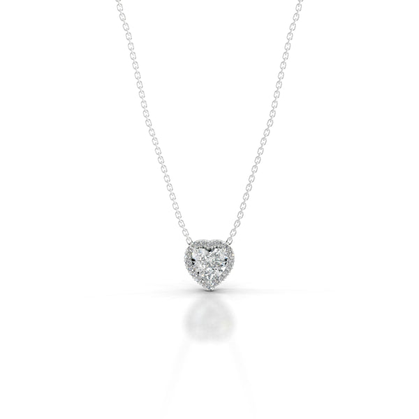 Manon Lab Grown Diamond Halo Pendant - 14K White Gold