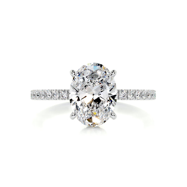 1.5 CT Oval Hidden Halo CVD D/VS2 Diamond Engagement Ring