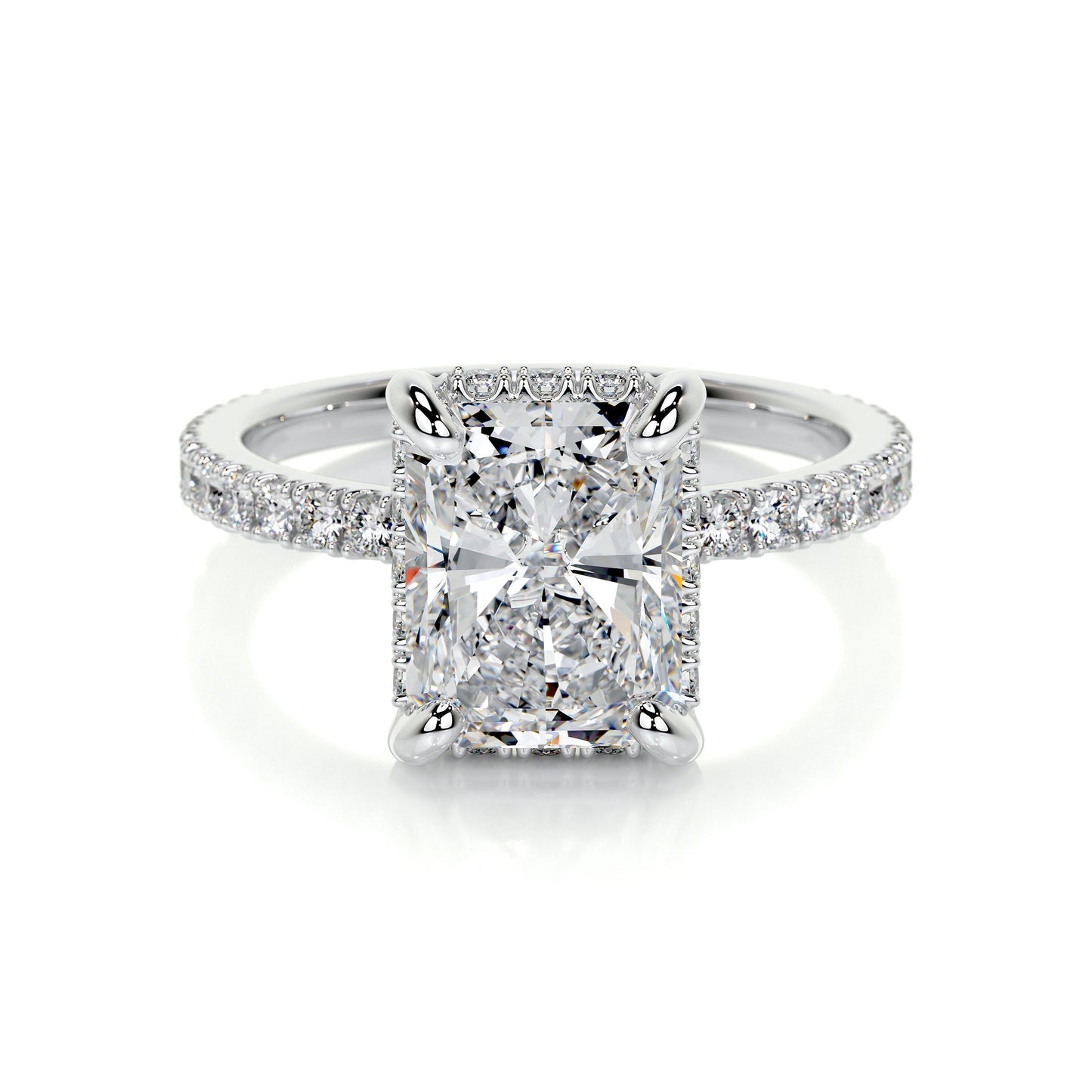 2.0 ct radiant hidden halo cvd e/vs2 diamond engagement ring