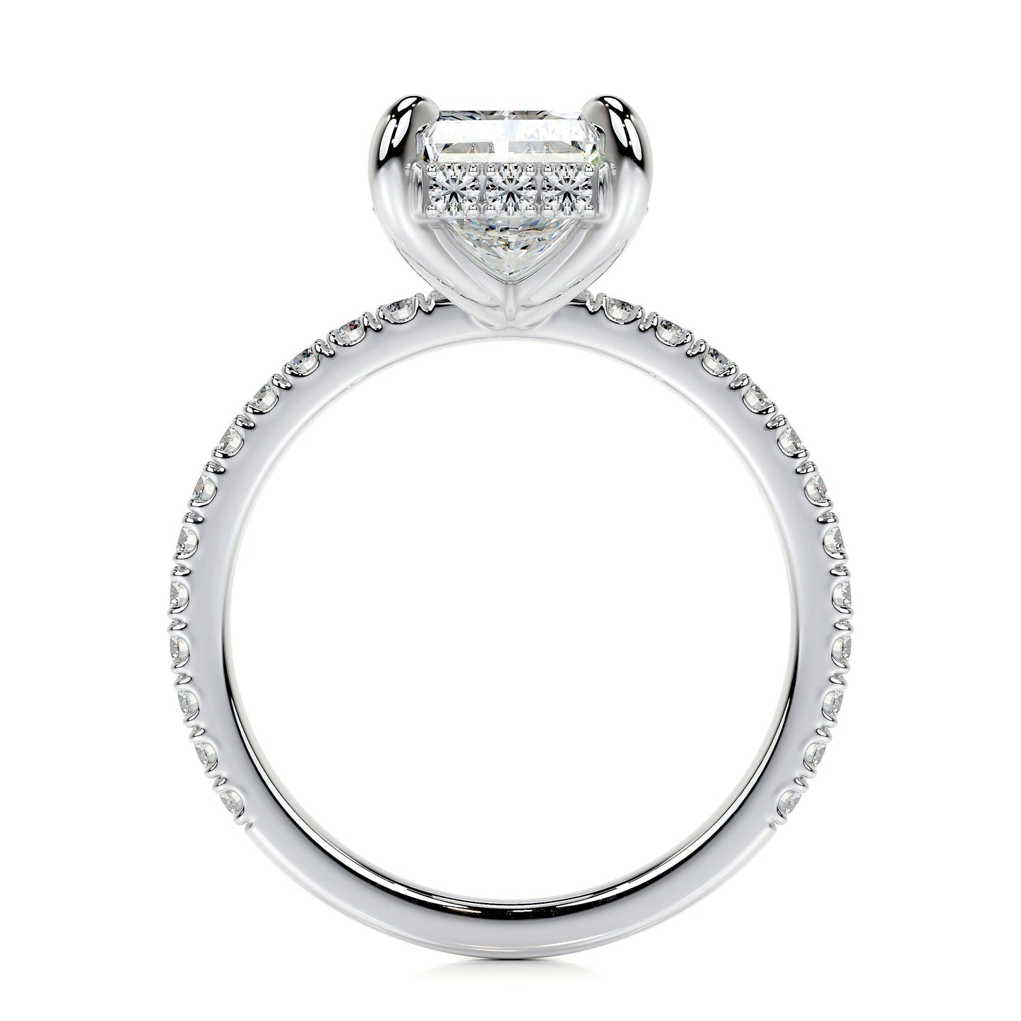 2.0 ct radiant hidden halo cvd e/vs2 diamond engagement ring