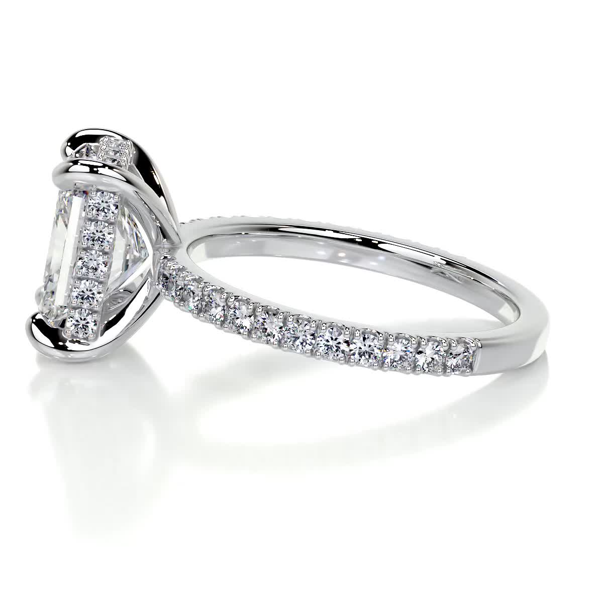 2.0 ct radiant hidden halo cvd e/vs2 diamond engagement ring