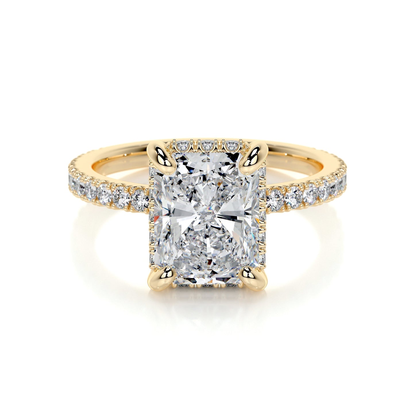 2.0 ct radiant hidden halo cvd e/vs2 diamond engagement ring