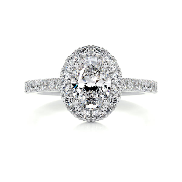 1.5 CT Oval Halo CVD F/VS2 Diamond Engagement Ring