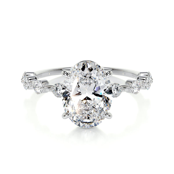 3.0 CT Oval Pave CVD  E/VS1 Diamond Engagement Ring