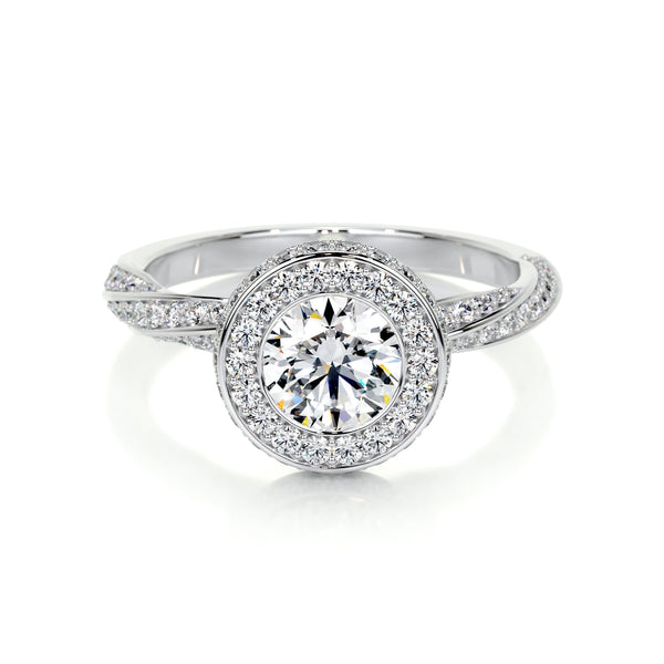 1.0 CT Round Halo CVD E/VS1 Diamond Engagement Ring