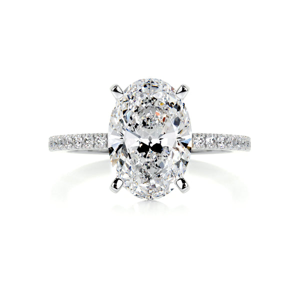 3 CT Oval Solitaire CVD F/VS2 Diamond Engagement Ring